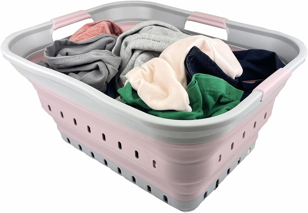 SAMMART 42L (11 gallon) Collapsible Plastic Laundry Basket - Foldable Pop Up ...