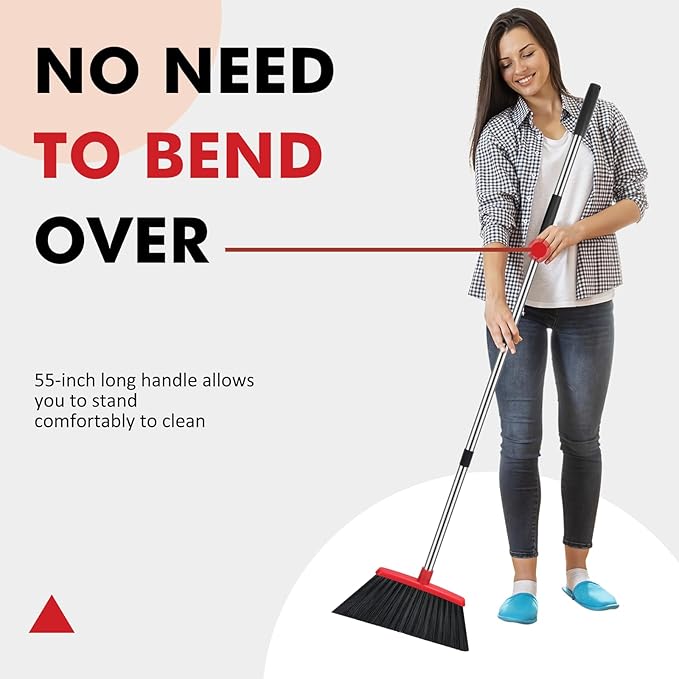 NACENA Heavy Duty Broom, 55 Inch Long Handle Outdoor Large Angle Brooms - Image 3