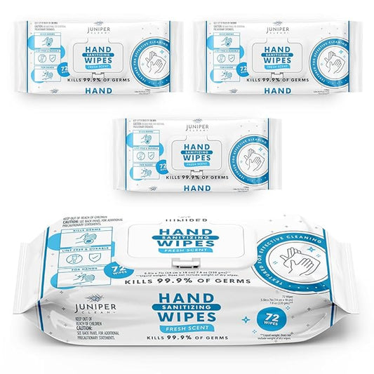 3 Pack Hand Sanitizing Wipes, Alcohol Free 216 Count Disposable Hand Sanitizer by JuniperCLEAN