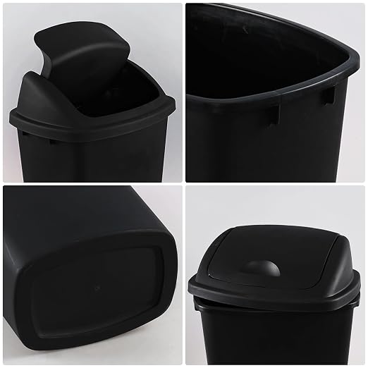 Yuright 40 L / 10 Gallon Swing Lid Trash Bins, 4 Pack Large Plastic Garbage Cans - Image 7
