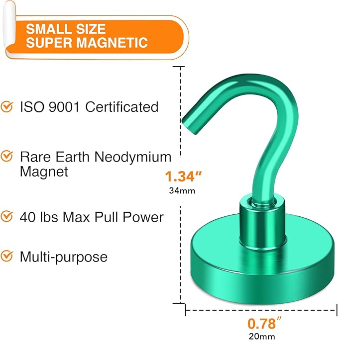 MIKEDE Magnetic Hooks, 40Lbs+ Heavy Duty Magnet Hooks - Image 2