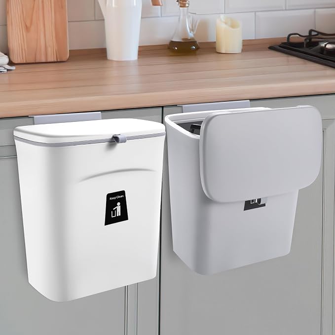 2 Pack Kitchen Compost Bin, Hanging Small Trash Can by VZZNN