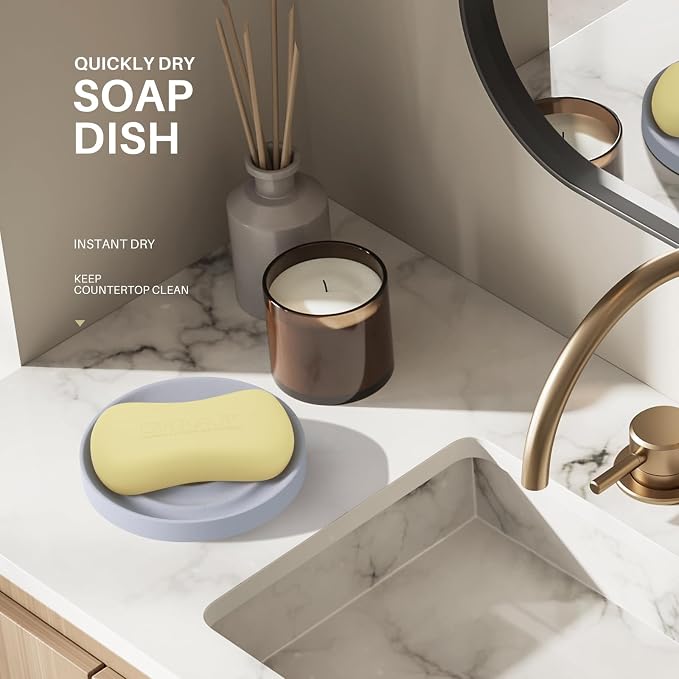 Diatomite Soap Dish, 2 Pack Water Absorbent Stone Soap Dish Holder, Quick Dry - Image 5