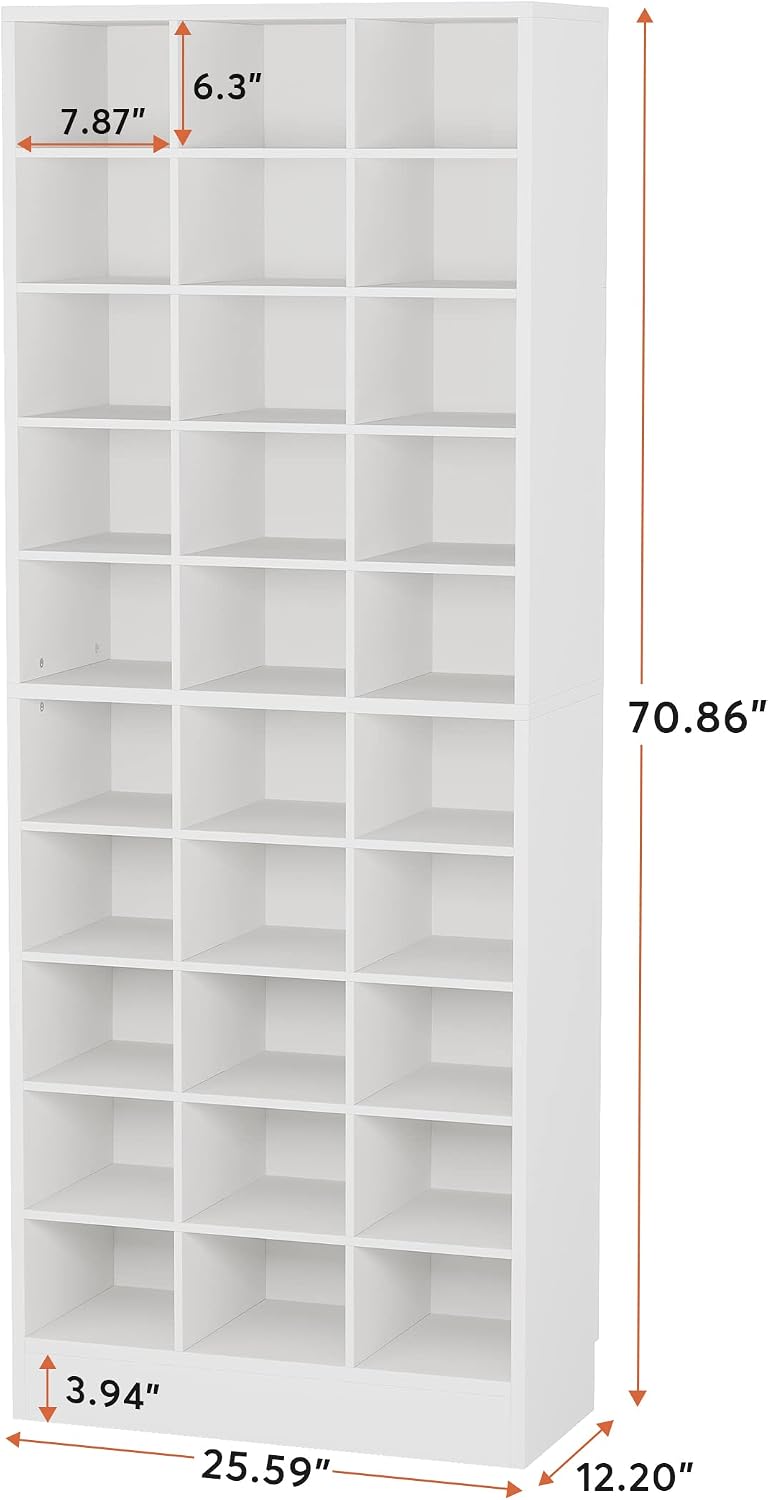 Tribesigns 10-Tier Shoe Storage Cabinet Set of 2, White Wooden Shoe Rack with...
