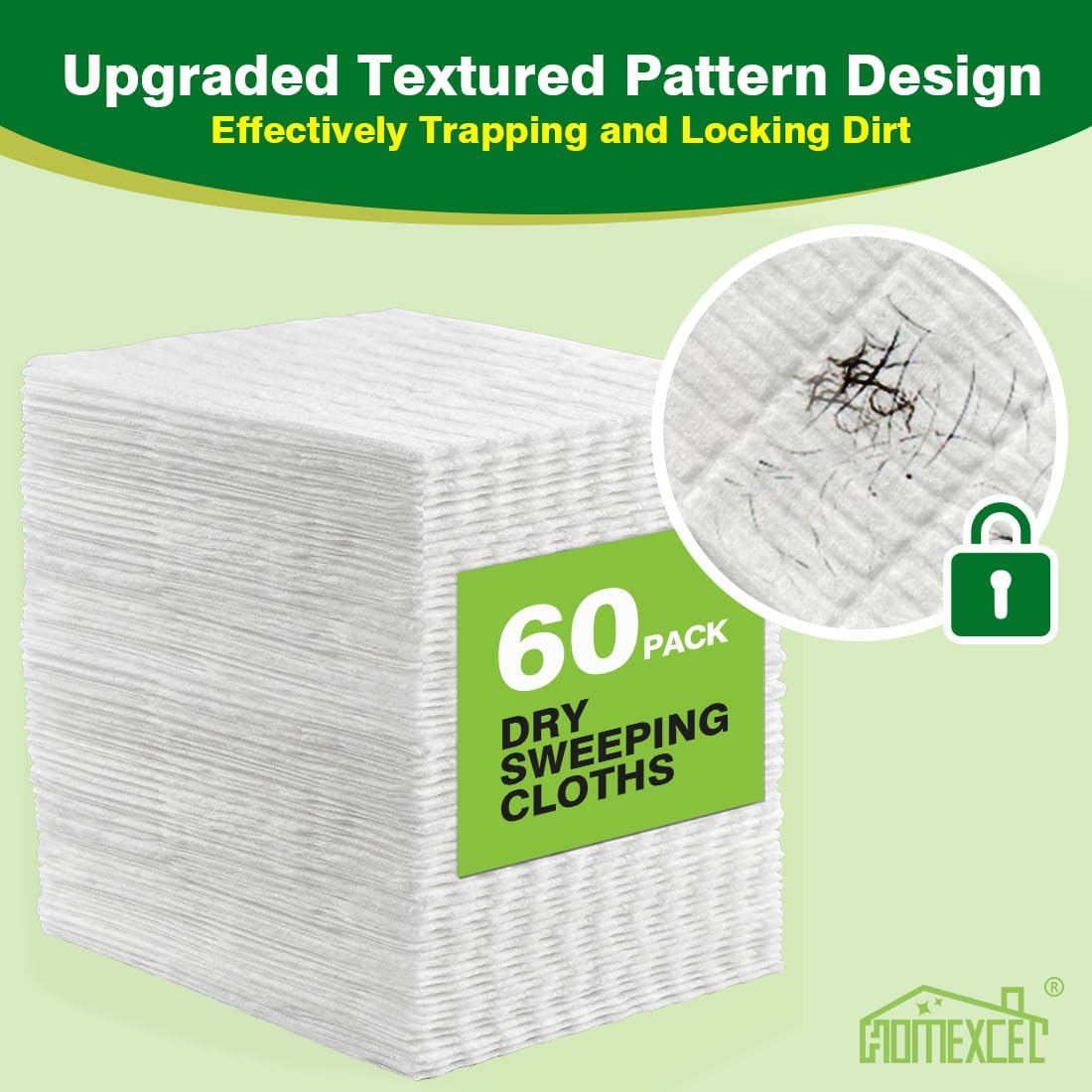 HOMEXCEL Dry Sweeping Cloths Pads Compatible with Swiffer Sweeper, Disposable Duster Refills Mop Pads for Floor Mopping and Cleaning, 64 Count-8" x 10.4" Pads Refills-Not Include the Mop