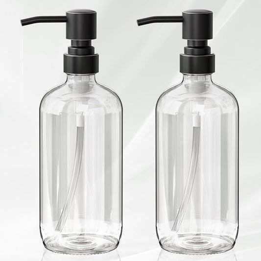 AmazerBath Glass Soap Dispenser, 17 Oz Bathroom Hand Soap Dispenser Bottle by AmazerBath