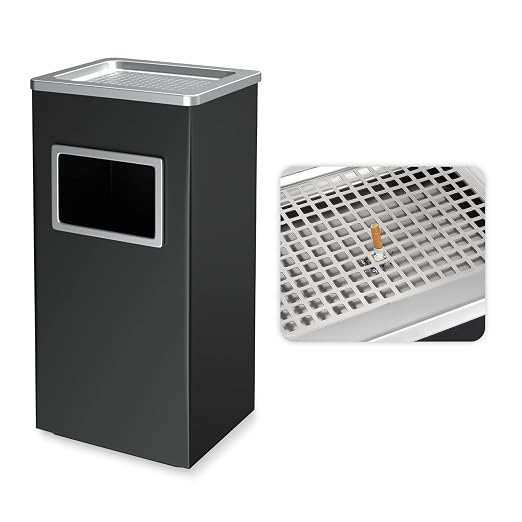 BEAMNOVA Trash Can Indoor Outdoor Black Stainless Steel Commercial Garbage Can by BEAMNOVA