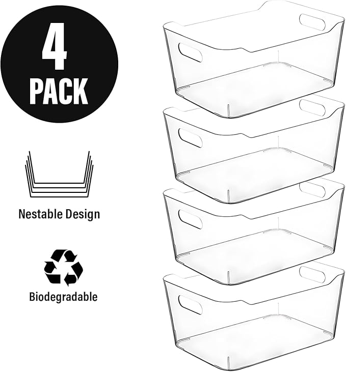 Small Clear Plastic Storage Bins, Fridge Organizer, Cabinet Organizers - Image 6
