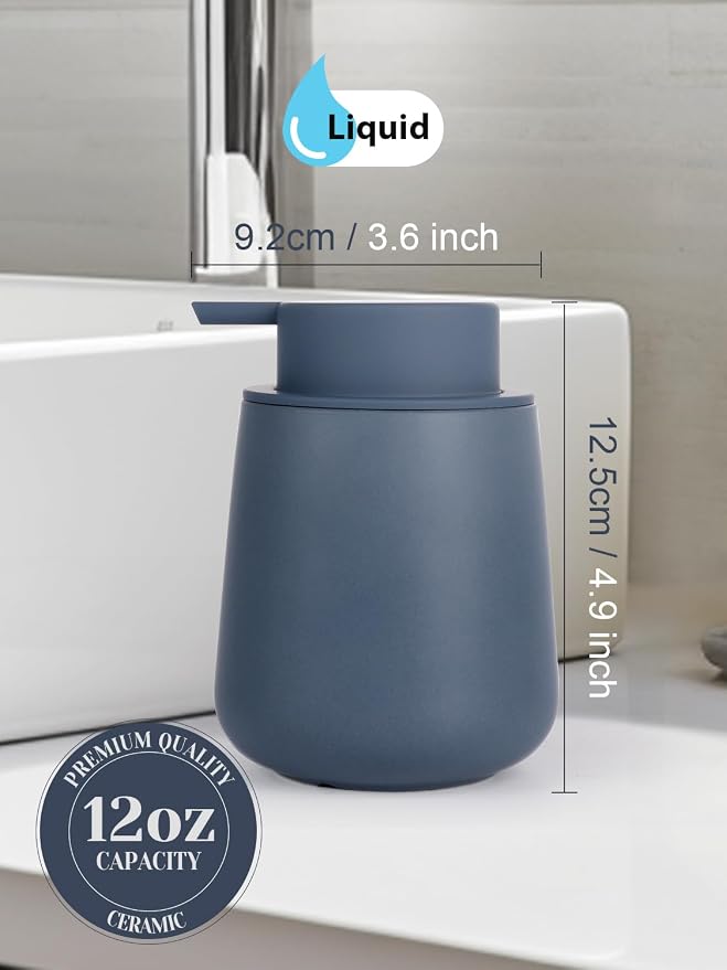 INGOFIN Ceramic Lotion Dispenser - 12oz Refillable Liquid Hand Soap Dispenser - Image 2