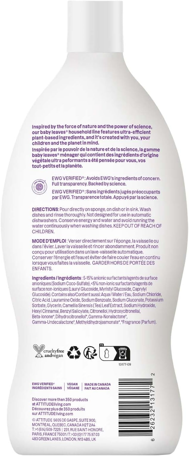 ATTITUDE Baby Dish Soap and Bottle Cleaner, EWG Verified Dishwashing Liquid - Image 8