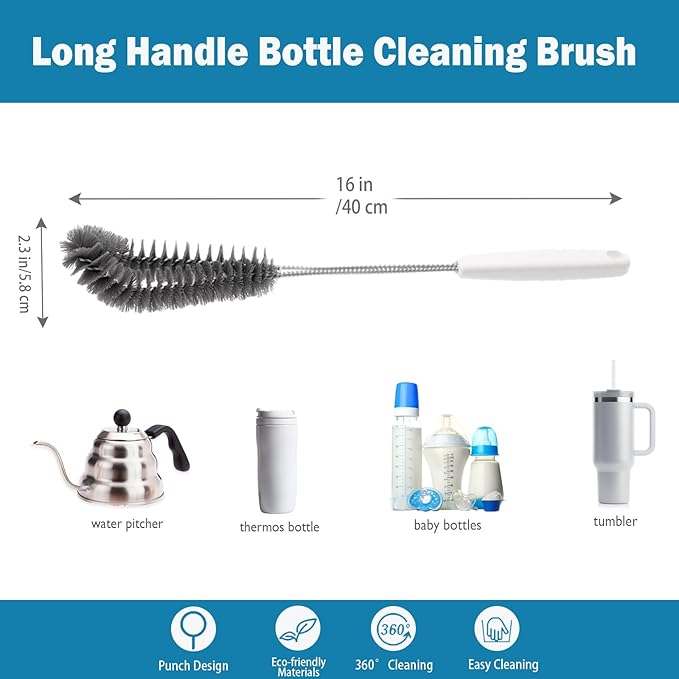 16 inches Long Handle Black Bottle Cleaning Brushes - Image 2