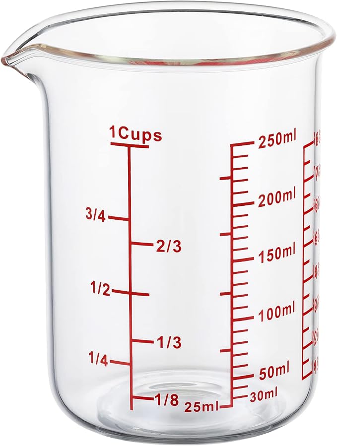 Ackers Glass Measuring Cup 1 Cup, 8oz Borosilicate Liquid Measuring Cup by AckersBORO33