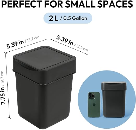 carrotez Mini Trash Can, Coffee Bar, Countertop, 2 Liter/ 0.5 Gallon, Mini - Image 5
