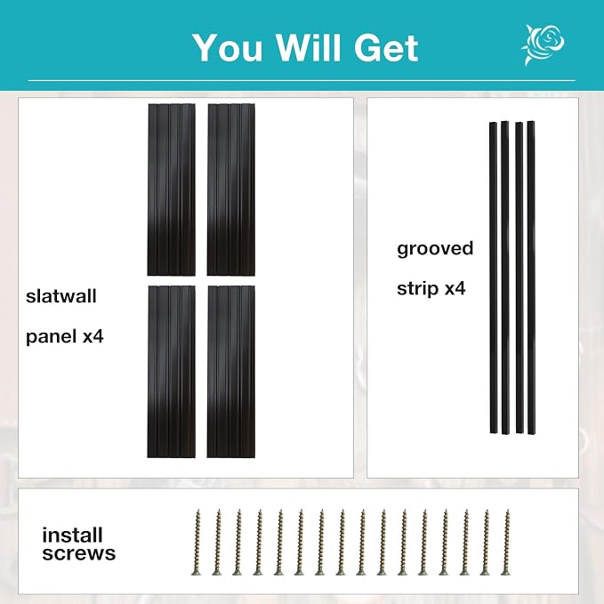 NeatiEase Slatwall Panel Wall Storage Systems, 4 x 4ft Slat Wall Paneling