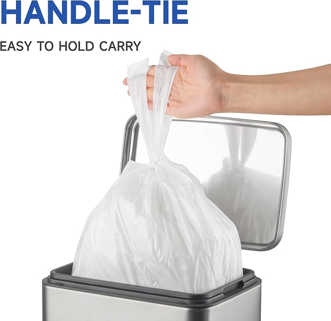Small Trash Bags with Handles 1.2 Gallon 200 Count White - Image 7
