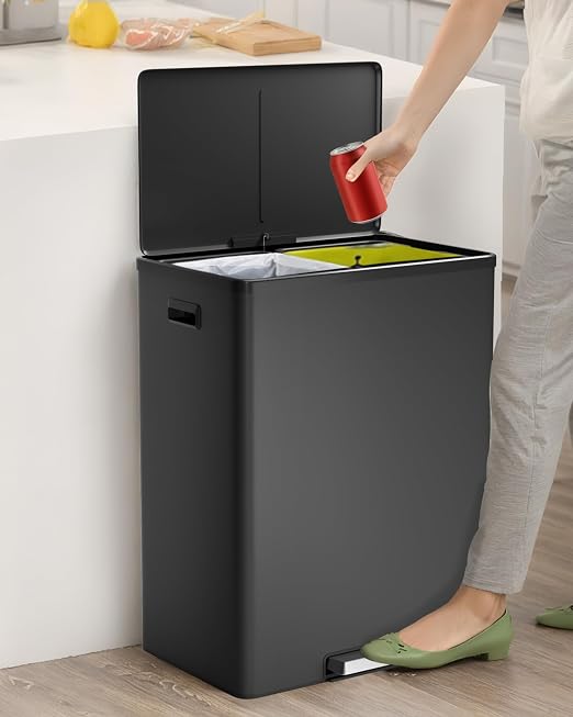Garvee Dual Trash Can for Recycling and Trash, 2 x 30 L Stainless Steel Kitchen - Image 7