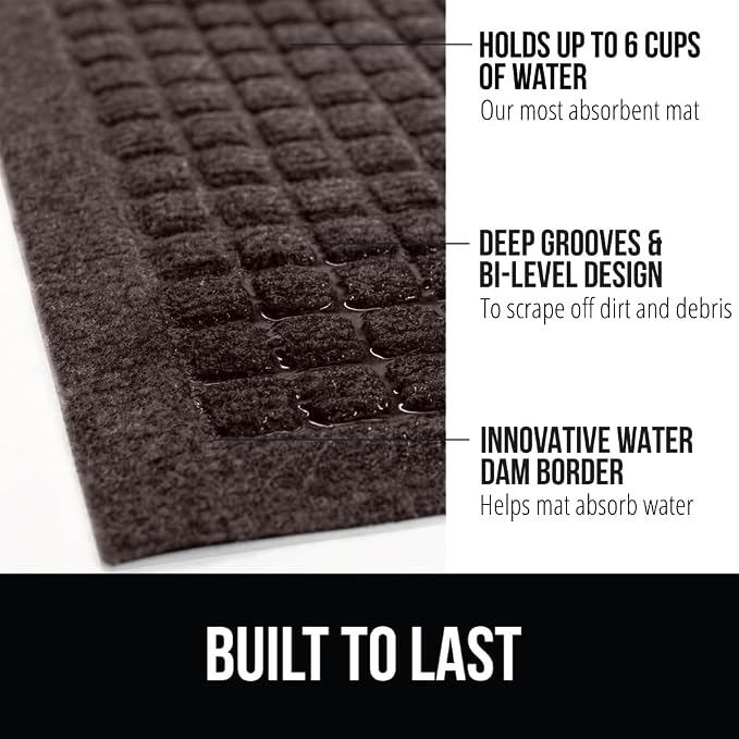 GORILLA GRIP Front Door Mat, Indoor Outdoor Ultra Absorbent HydroAbsorb Doormat - Image 2