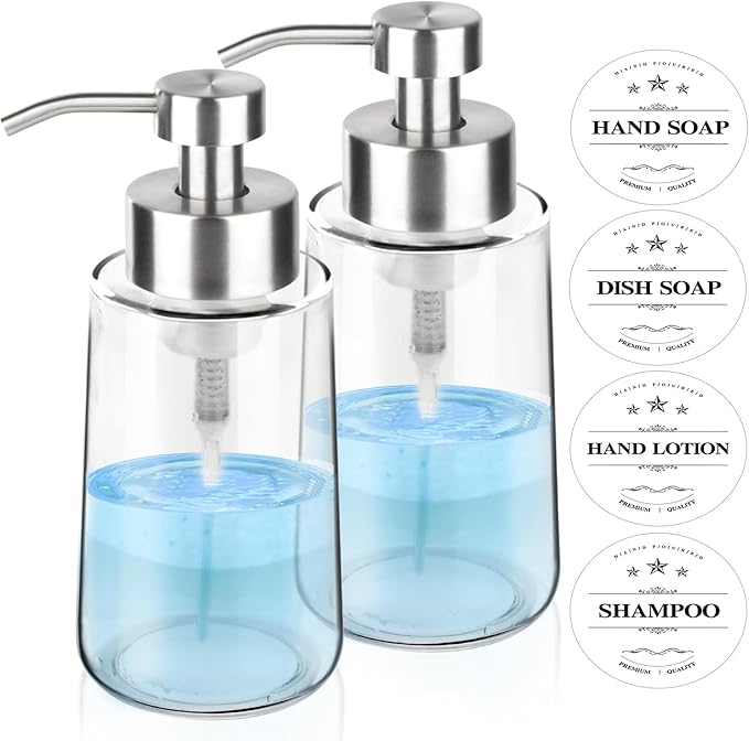 2 Pack Glass Foaming Soap Dispenser by GLUBEE
