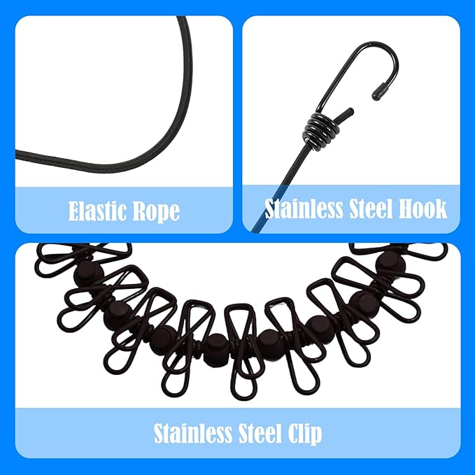 2 Pack Camping Clothesline Portable 12 Clothespins, Retractable Clothes Line - Image 2