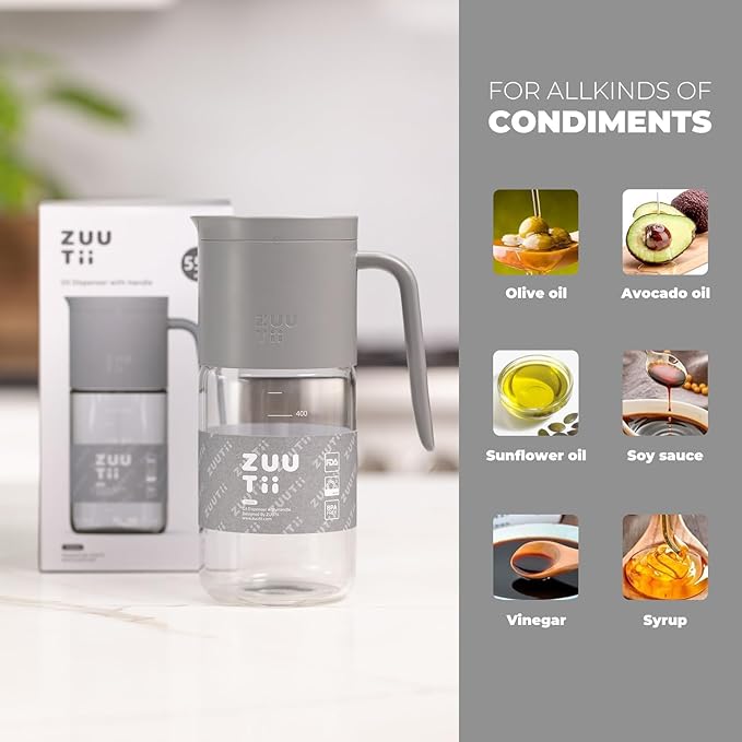 Zuutii Olive Oil Dispenser Bottle 18.6oz – Auto Flip Glass Vinegar Bottle - Image 4