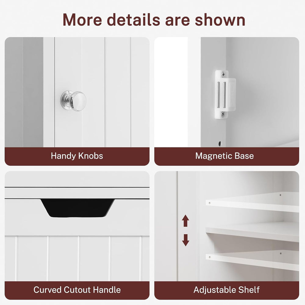 TEENFON 66.9" H Tall Bathroom Cabinet with 2 Doors & 1 Drawer, Narro...