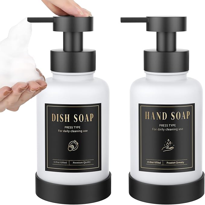 Luxspire Foaming Soap Dispenser, Glass Foam Pump Soap Dispenser, Non-Slip Hand by Luxspire