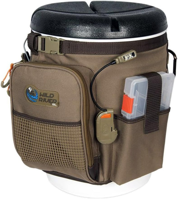 Custom Leathercraft Wild River by CLC WT3507 Tackle Tek Rigger Lighted Bucket Organizer, Plier Holder & Two PT3500 Trays 5-Gallon, Beige