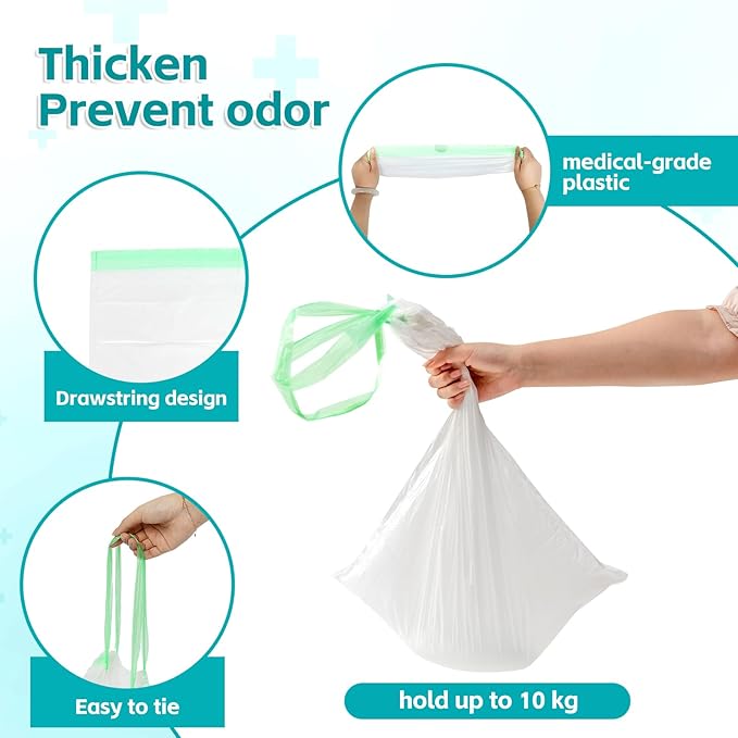 60 Pack Commode Liners with Super Absorbent Pads, Disposable Leakproof Bedside - Image 3