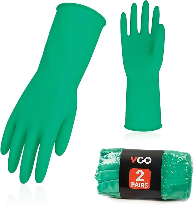 Vgo... 2-Pairs Reusable Household Gloves, Rubber Dishwashing gloves, Extra by Vgo