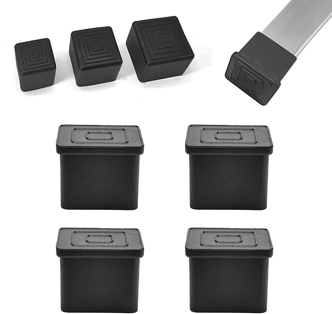 4 Pcs 2-3/8" x 2-3/8" Square Rubber Chair Leg Caps, PVC Table Leg Covers by BOPOREAE