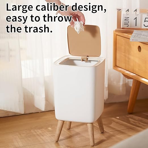 WanWanKa Mini White Plastic Trash Can, 2.6 Gallon Capacity, Slim Design - Image 5