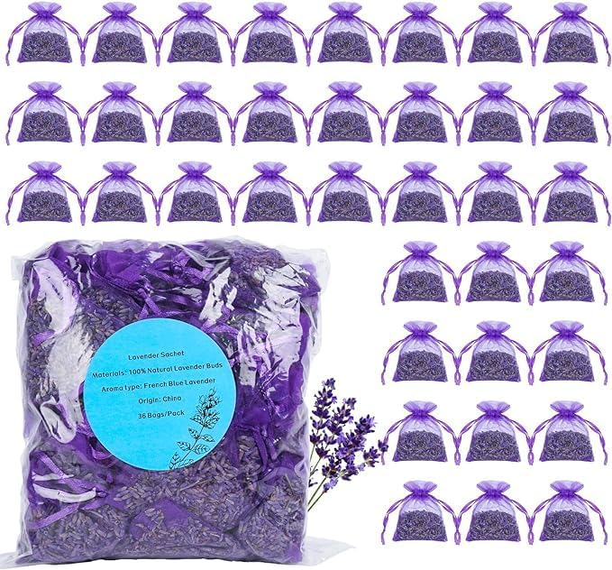 36 Pack Lavender sachets 100% Natural Dried Lavender Buds, French Lavender by Unknown