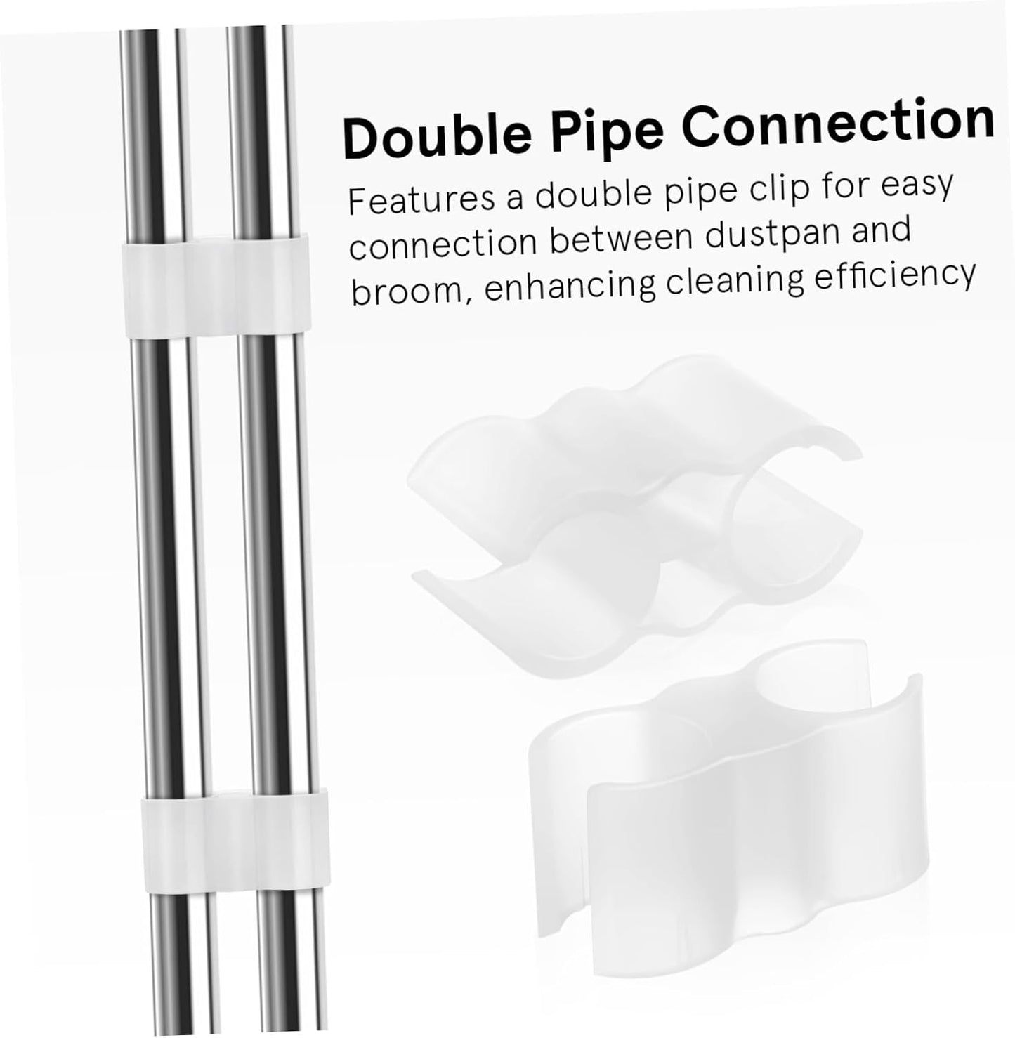 Vaguelly 2pcs Dustpan-Broom Coupler Double Clamp Connector Set, Secure Cleaning Link Adapter for Sweeping Tools, Sturdy Dustpan Clip Fastener for Household Cleaning