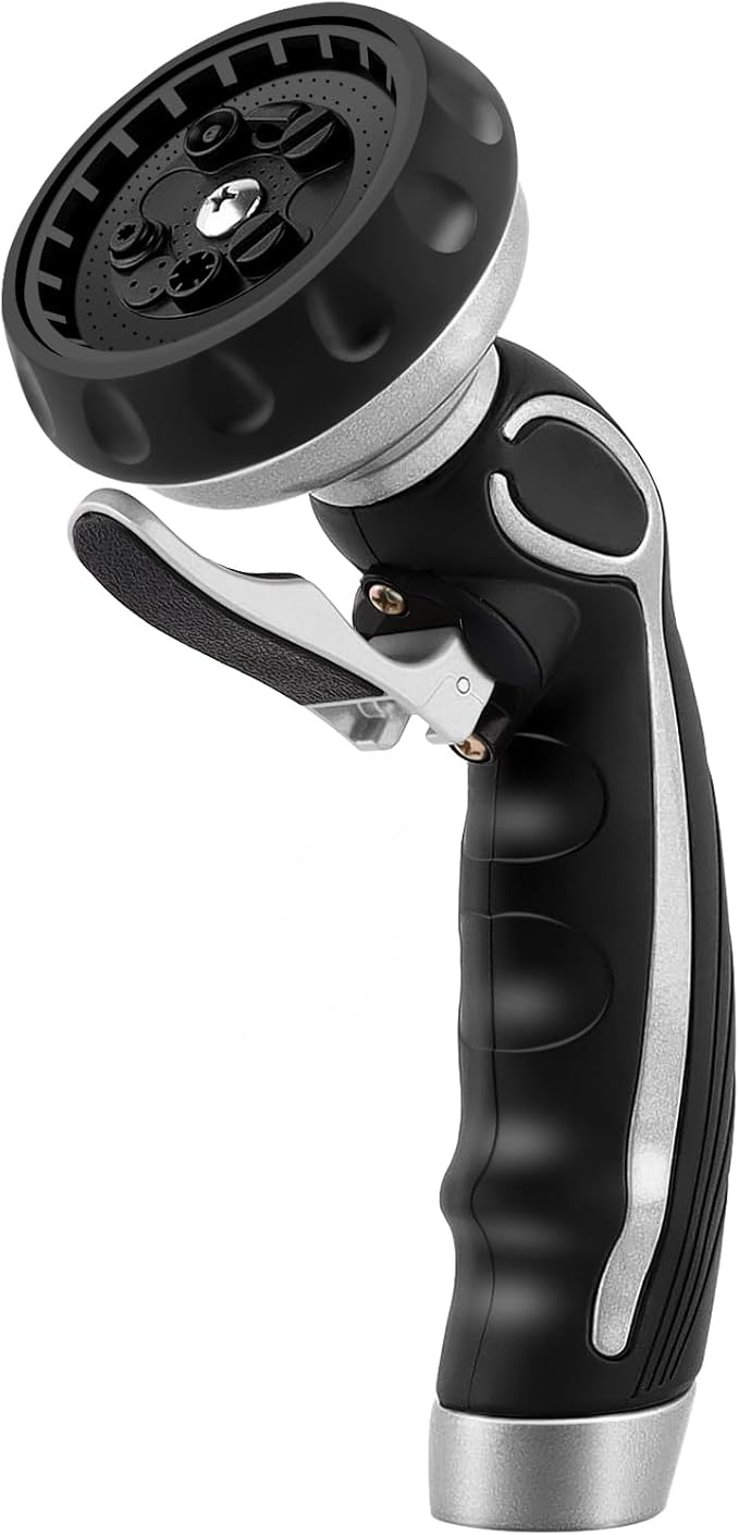 RESTMO Hose Nozzle with Easy Self-Lock Trigger, Heavy Duty Metal Water Hose by Restmo