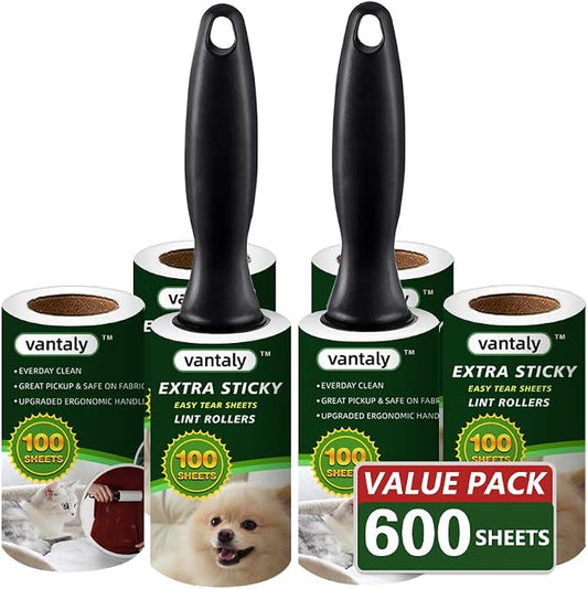 Lint Rollers for Pet Hair Extra Sticky, 600 Sheets Value Set Lint Roller by vantaly