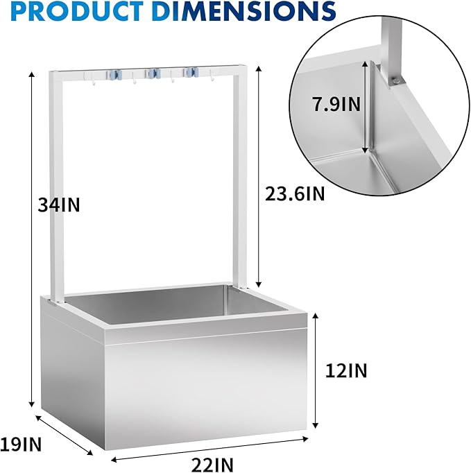 TONGMO Stainless Steel Floor Mop Sink, Mop sink - Image 4
