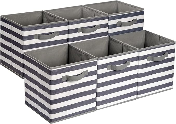Amazon Basics Cube Organizer Storage Bins Handles, Collapsible Fabric by AmazonBasics