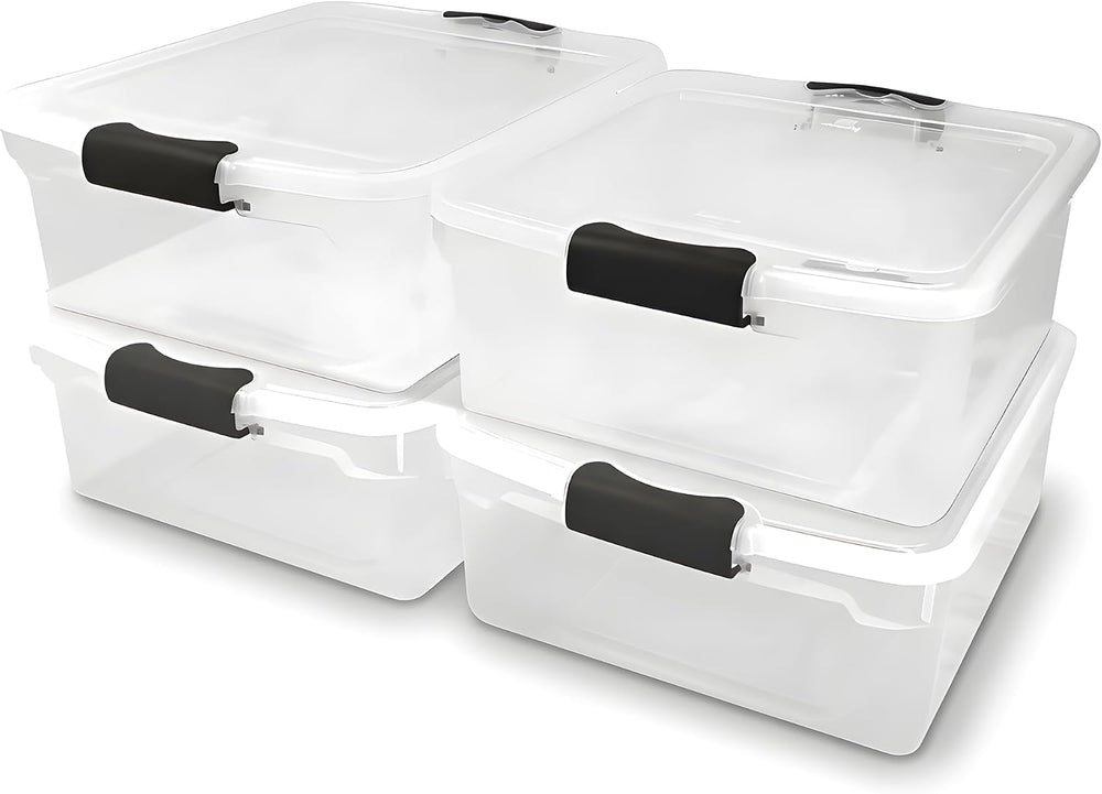 HOMZ 4-Pack Latching Lid, 15.5 Quart, and Office