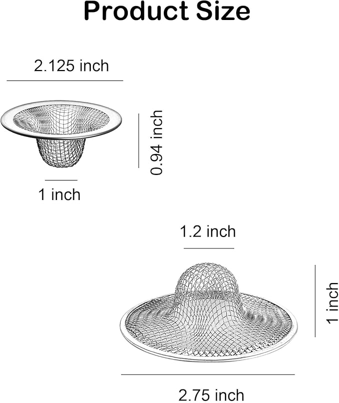 25PCS Bathroom Mesh Sink Drain Strainer, 2.75" & 2.125'' Stainless Steel Slop - Image 2