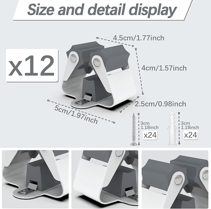 3-H Broom Holder Wall Mount 12 Pack, Mop and Broom Holder Wall Mount - Image 3