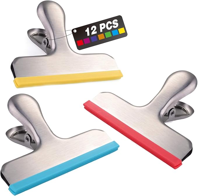 HOUSE AGAIN 12 Pack Stainless Steel Chip Bag Clips Covered - Image 9