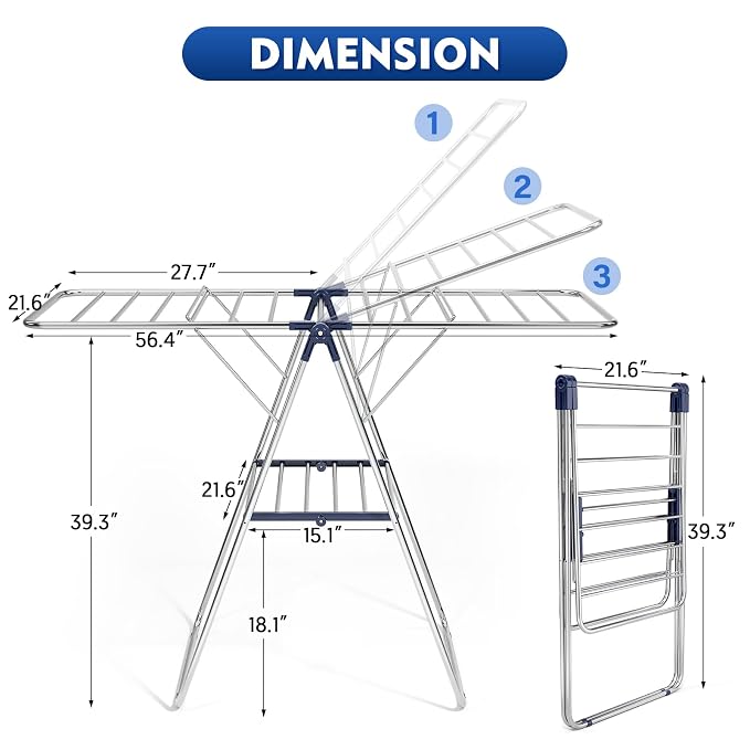 APEXCHASER Clothes Drying Rack, Stainless Steel Drying Rack Clothing - Image 2