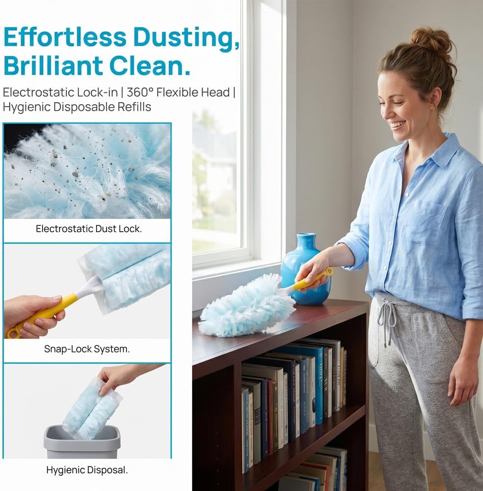 10 Count Disposable Duster Refills - Effortless Dust Removal for Electronics, Furniture, Blinds, and Ceiling Fans
