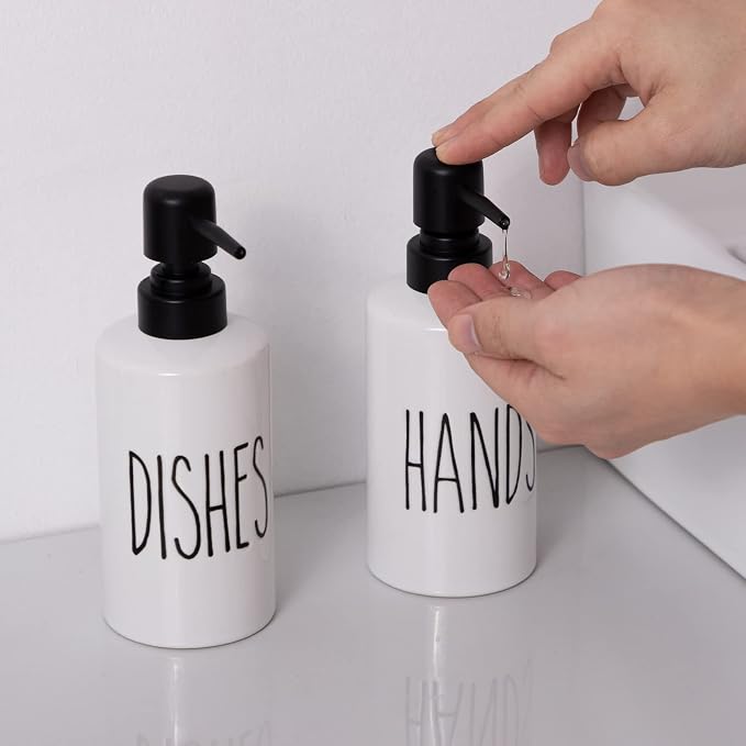 FE Dish Soap Dispenser for Kitchen, 10oz Ceramic Soap Dispenserr for Bathroom - Image 7