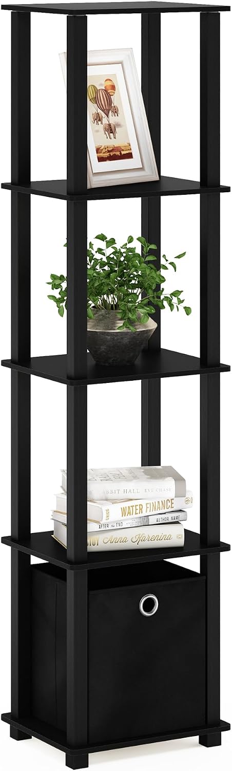 Furinno Turn-N-Tube Book Shelf, 5-Tier Square Open Frame Display Shelf, Corne...