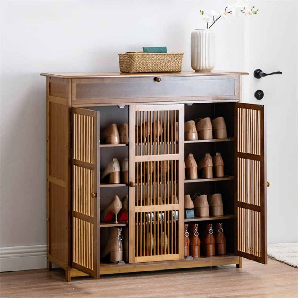 Gdrasuya10 Bamboo Shoe Storage Cabinet Organizer, Shoe Cabinet for Entryway 4...
