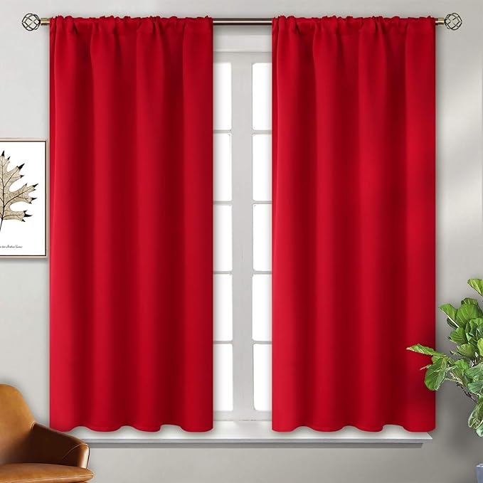 BGment Red Blackout Curtains 54 Inches Length by BGment