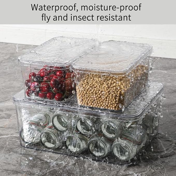 Clear Storage Bins With Lids, 5 Packs Food Storage Organizer, Cabinet Storage - Image 2