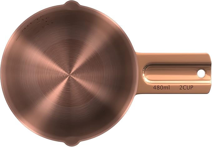 Color Up 2 Cup Measuring Cup, 480ml Copper Stainless Steel Metal Measuring Scoop - Image 6