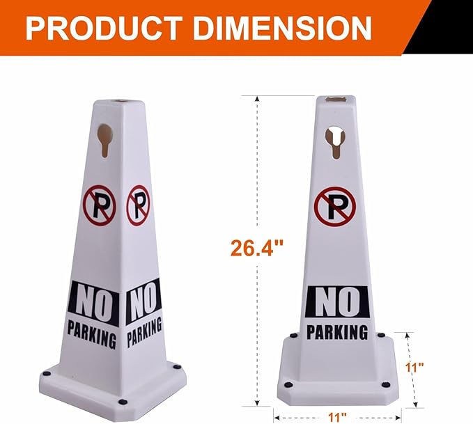 4-Pack 26.5" Caution Cones, 4-Sided Visible Safety Signs - Image 2